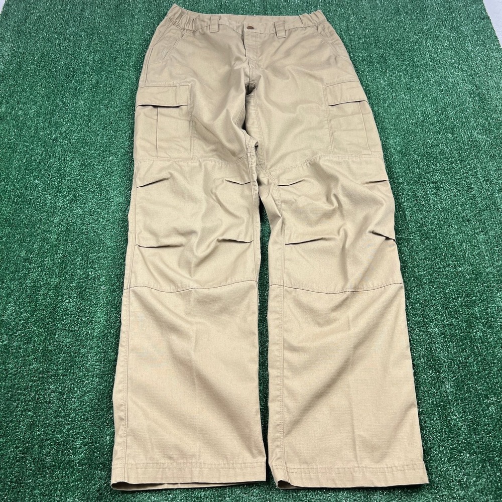 Vertex Men's Cargo Pants Khaki 31x33 Polyester Cotton Blend Tactical Rip Stop